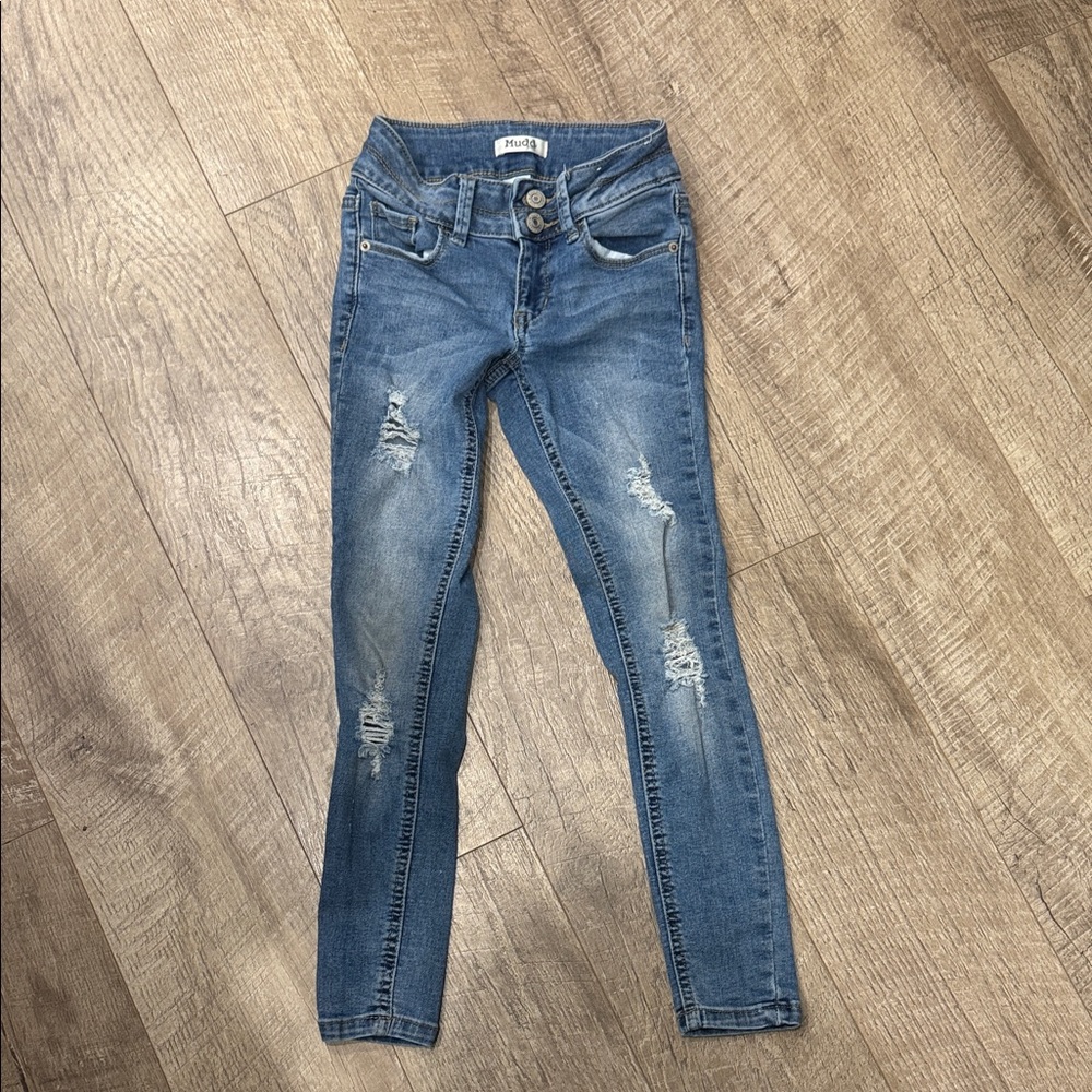 Mudd Girls Blue Distressed Jeans
